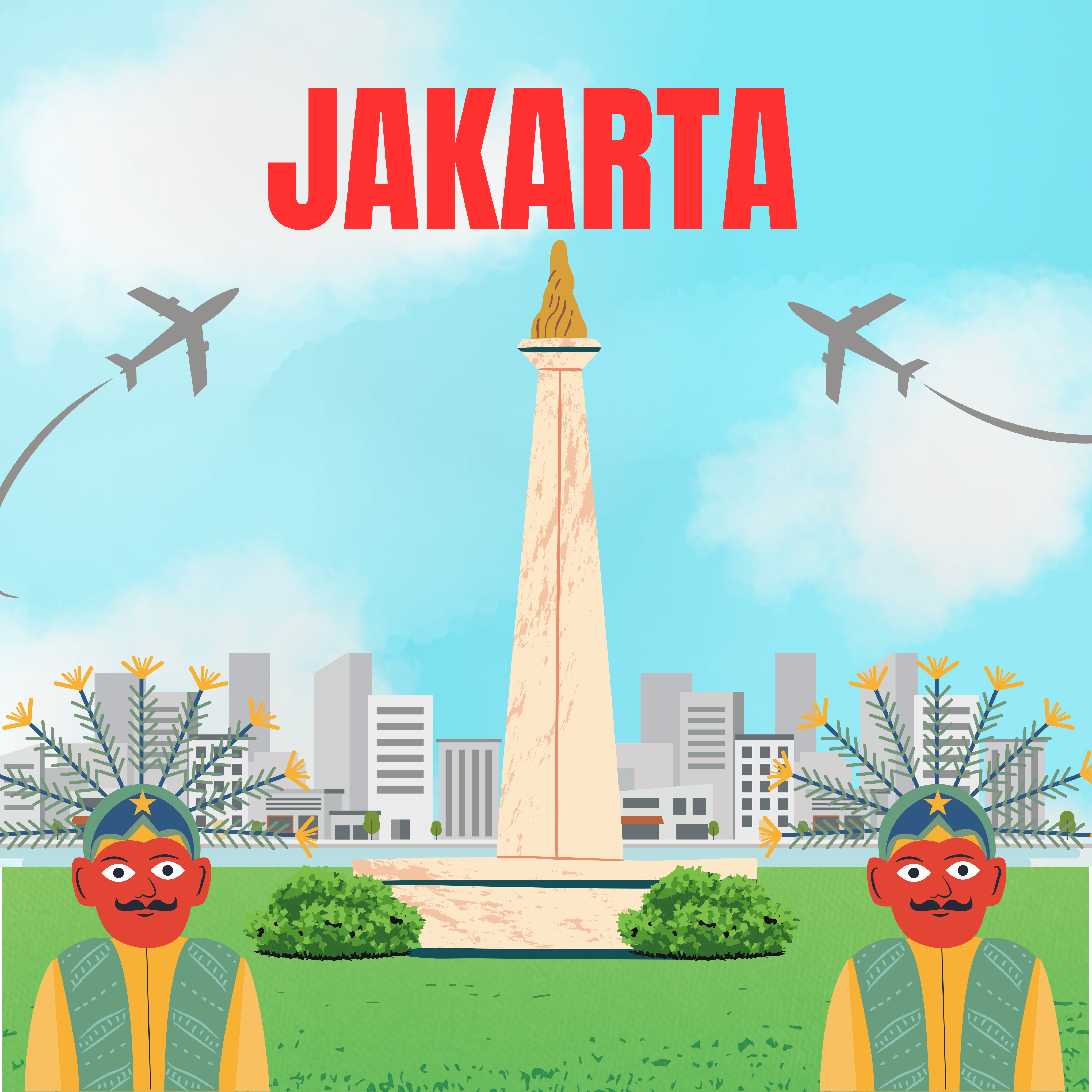 Desain grafis digital tentang Jakarta